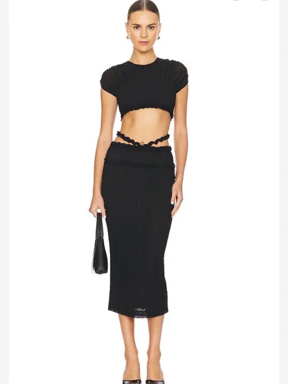 Camila Coelho AMORAZO MIDI SKIRT IN BLACK